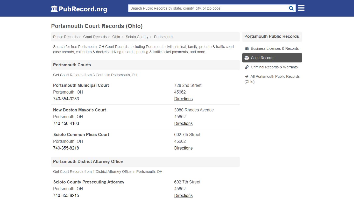 Free Portsmouth Court Records (Ohio Court Records)